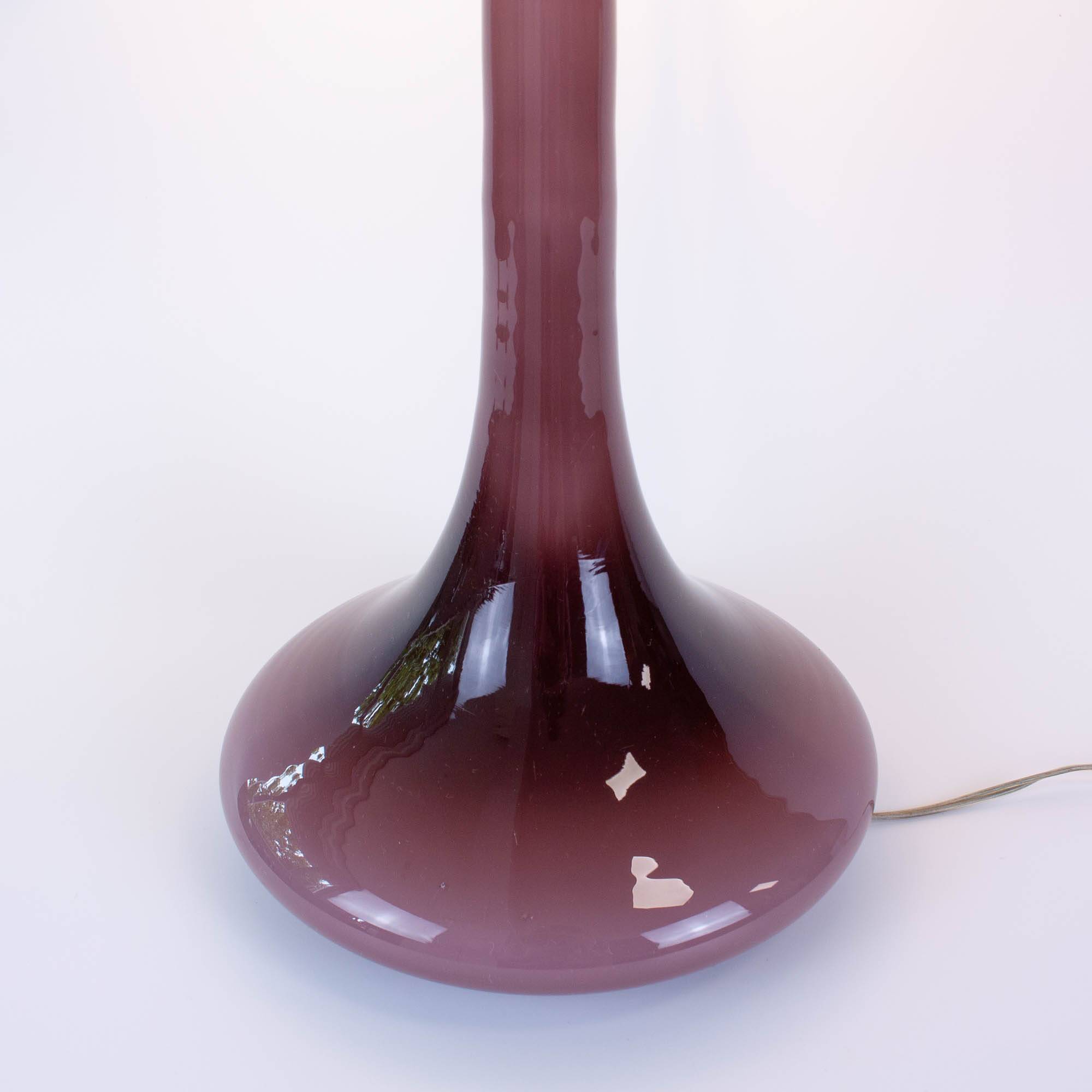 1960s Portuguese Amethyst Opaline Glass Table Lamp