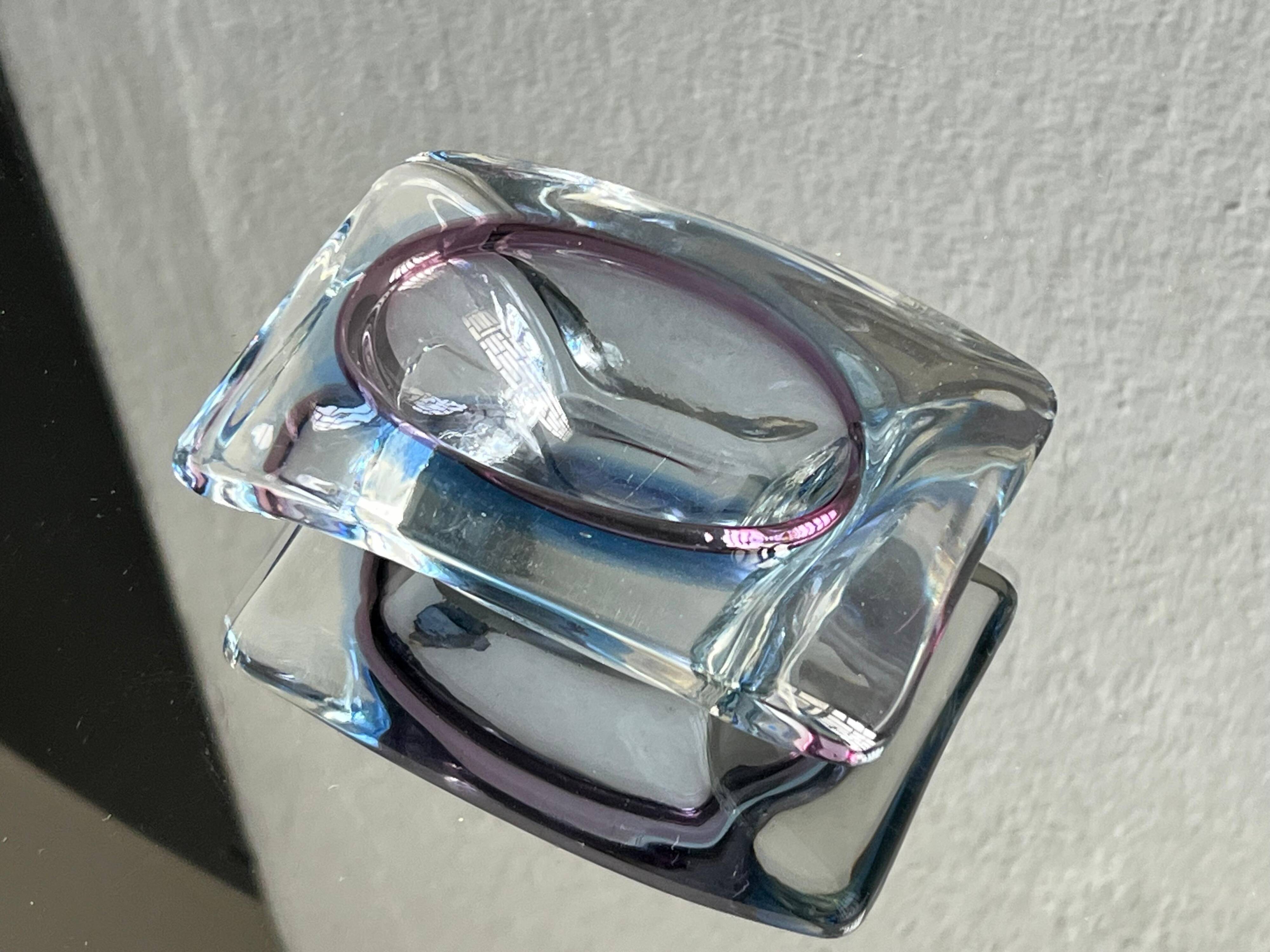 Vide-poche vintage en Murano violet et bleu, années 60