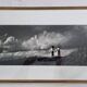 Vintage black and white photo of dunes from the 70s, framed 49 x 29 cm in a gold frame.