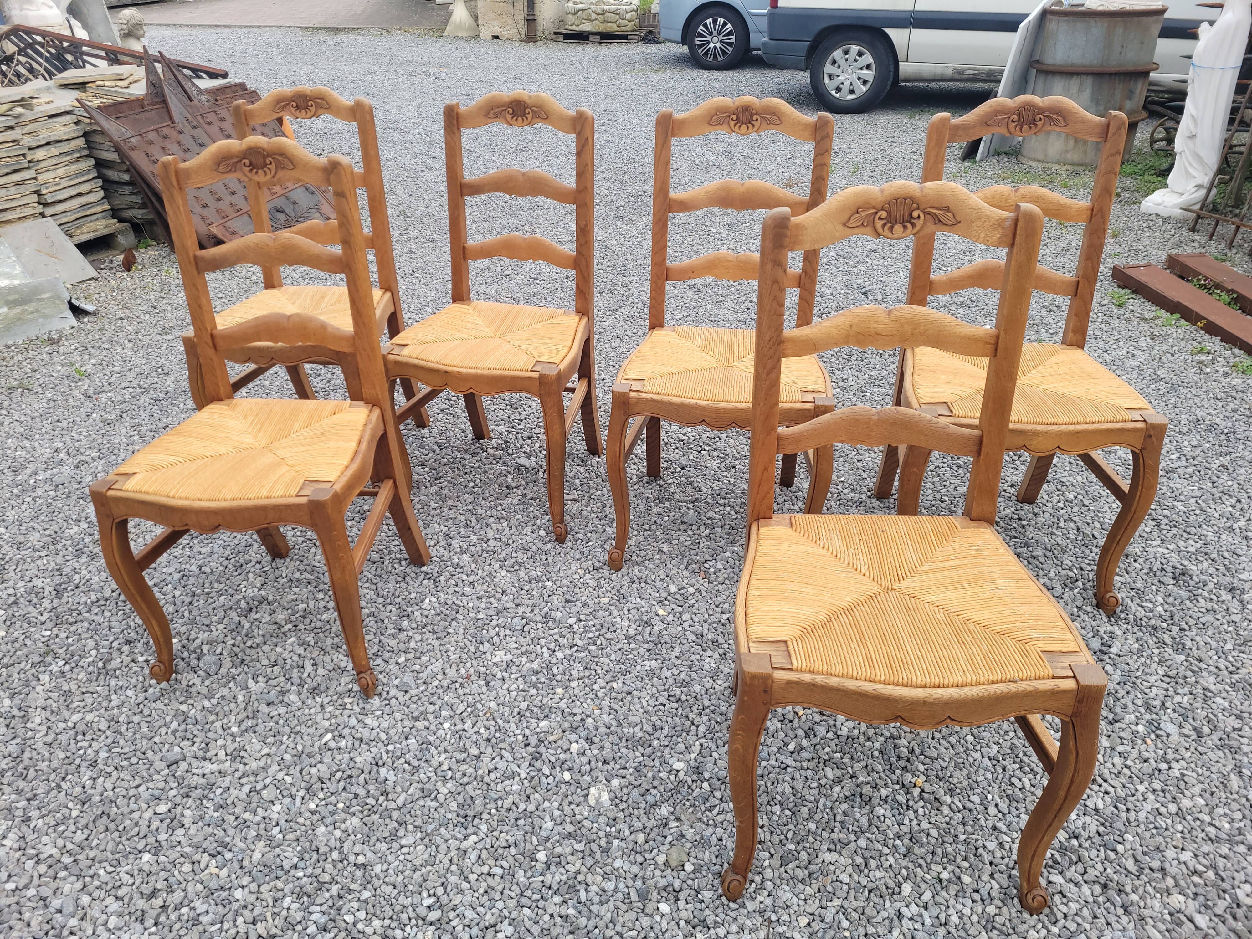 6 Louis XV style oak chairs