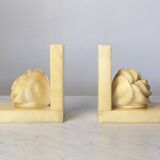 Pair of Neo-Classical Camellia Alabaster Bookends - 1940s