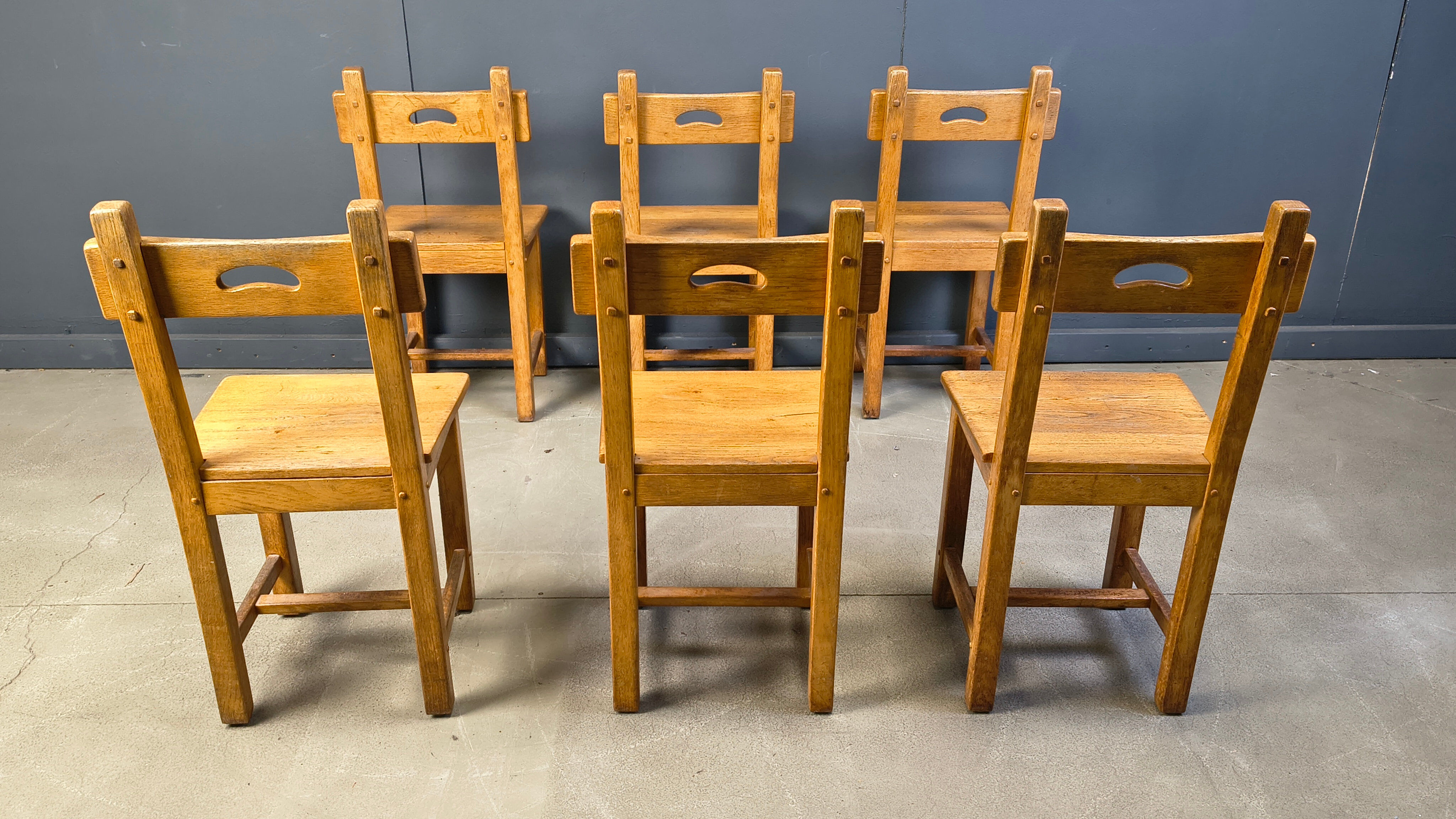 Set of 6 Spanish rustic dining chairs, 1960s