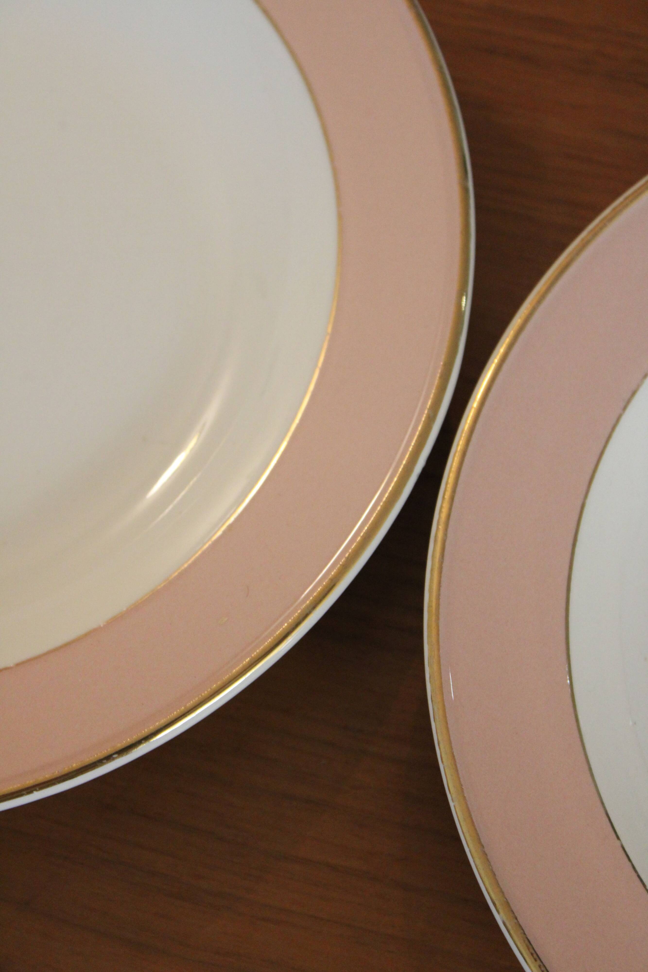 6 vintage rose gold Villeroy & Boch soup plates