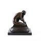 Art Deco female nude figurine – bronze-toned sculpture on geometric base, 1920s/1930s