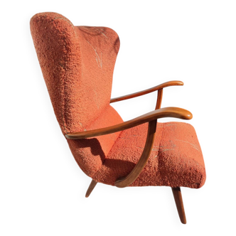Scandinavian zigzag wingback armchair from the 60s