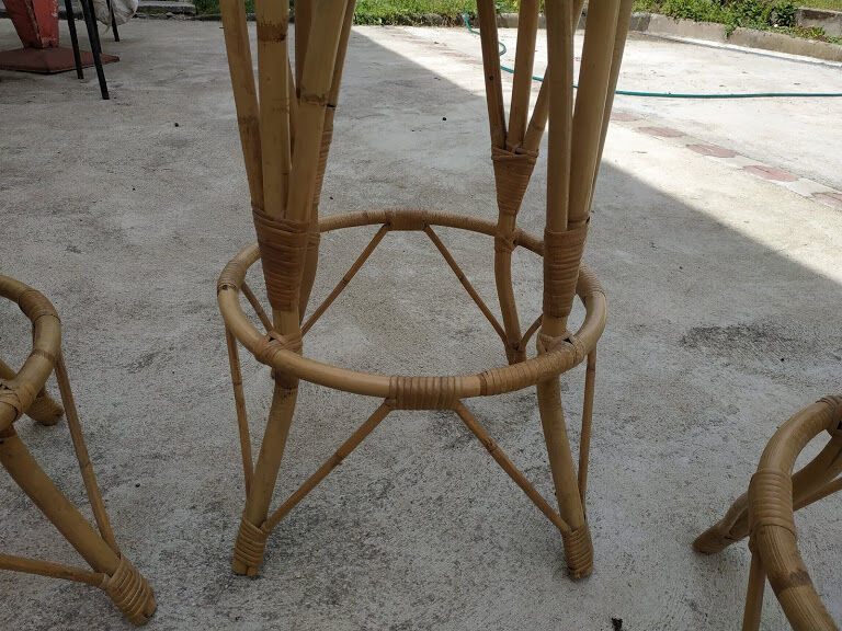 4 vintage rattan stools