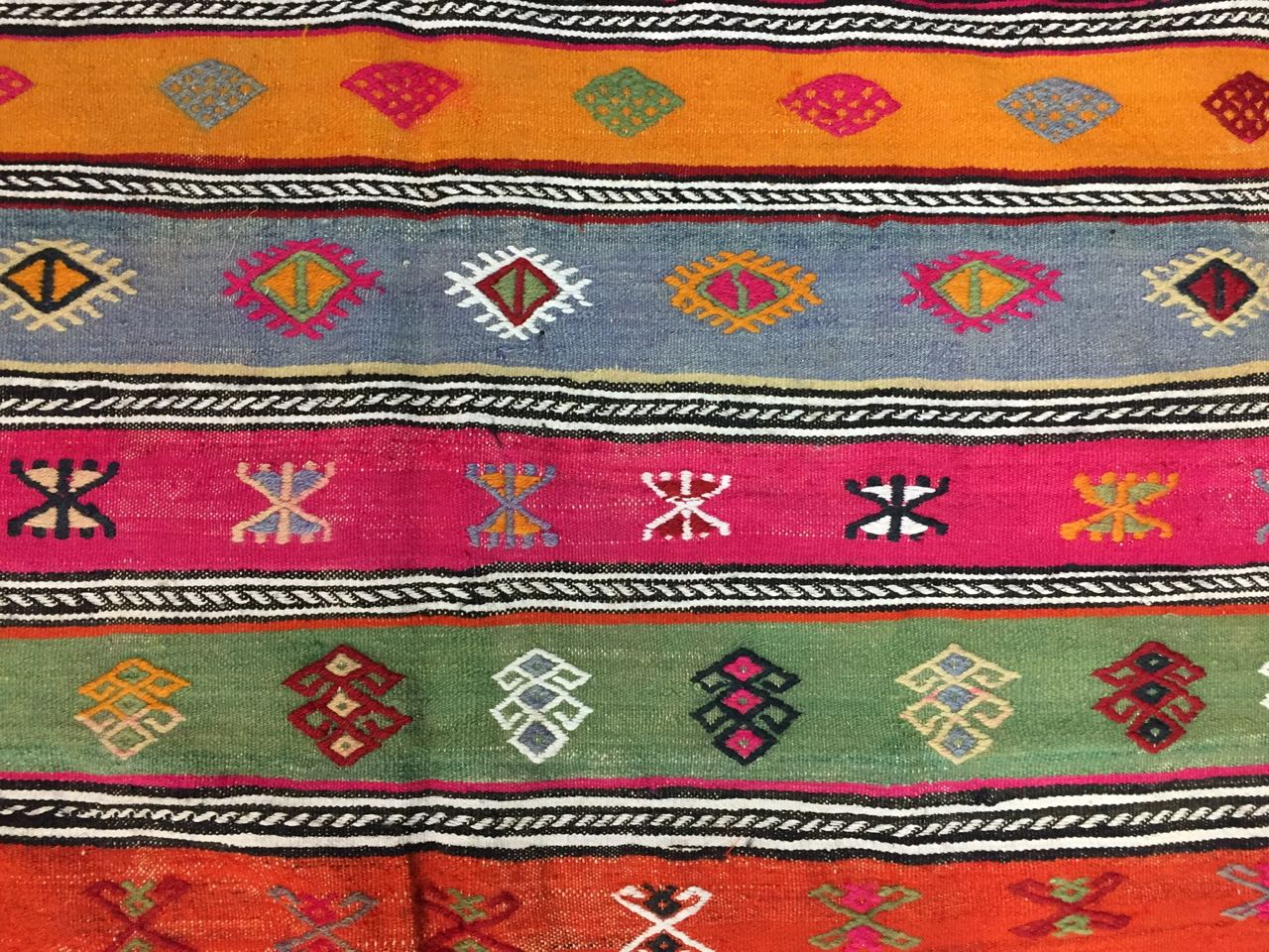 Colourful Vintage Turkish Kilim Kelim Rug 290x166 cm shabby chic wool boho Large