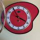 Vintage formica clock silent asymmetrical wall pendulum "Doby Matic red"