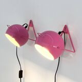 Paire de lampes de chevets ou murales roses, 1970