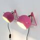 Pair of pink bedside or wall lamps, 1970.