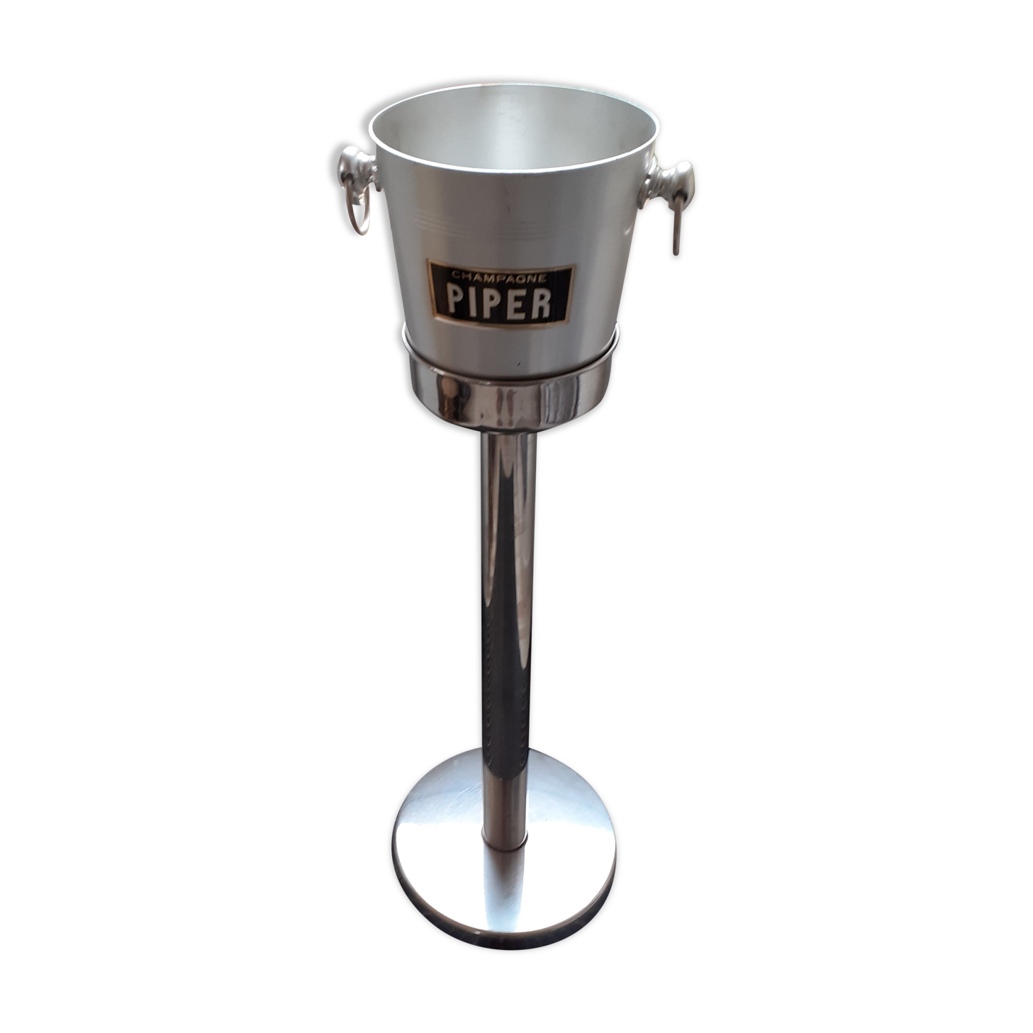 Chrome ice bucket holder.