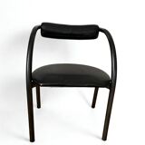 Danish design chair from the 80s, black tubular metal and faux leather.