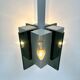 Lampe suspendue vintage en verre fumé et aluminium italien, années 1970