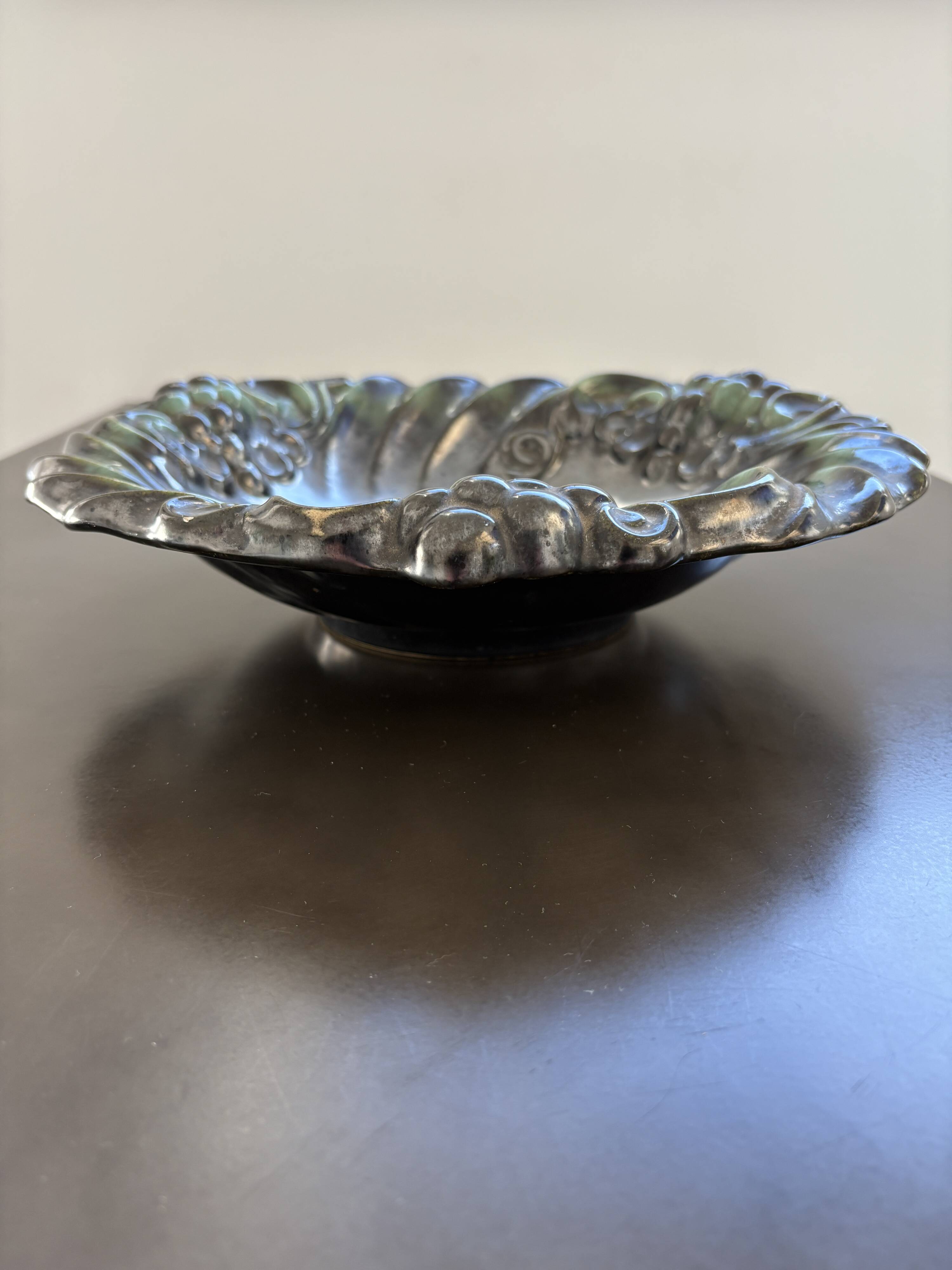 Art Nouveau ceramic bowl – grape decoration