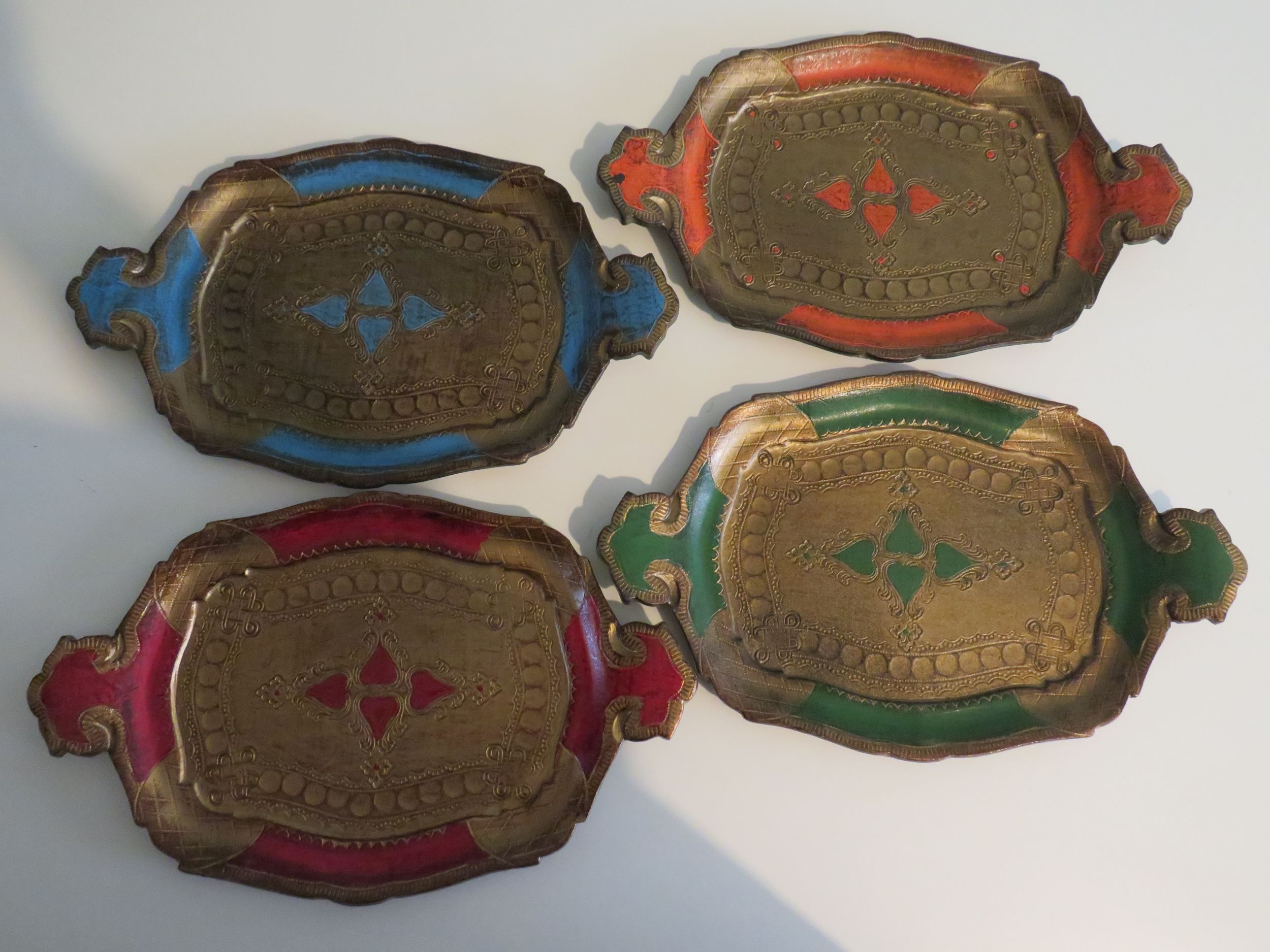 Set of 4 small Venetian trays, 1970 Italy