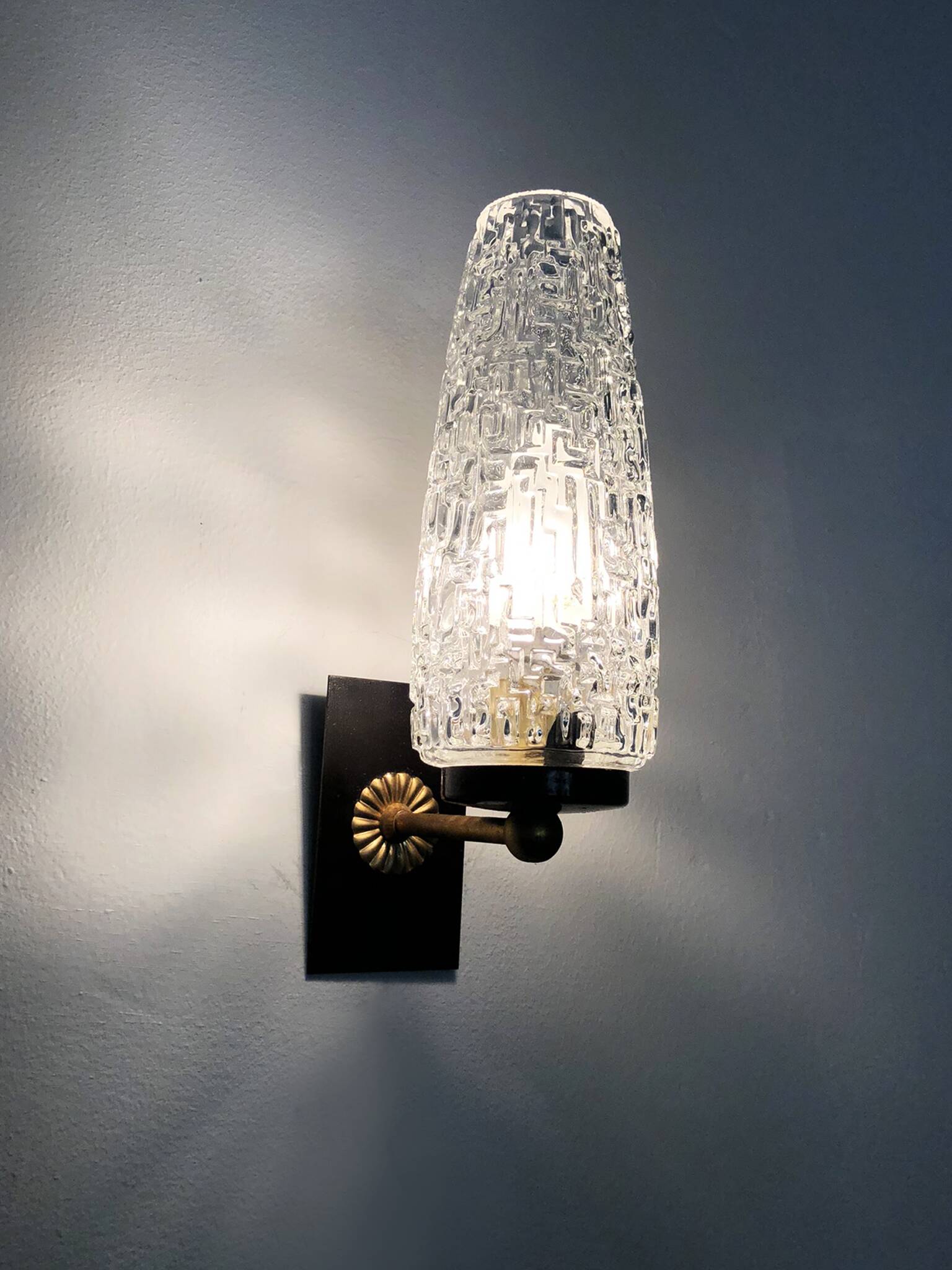 Pair of vintage Maison Arlus 1950s brass wall sconces