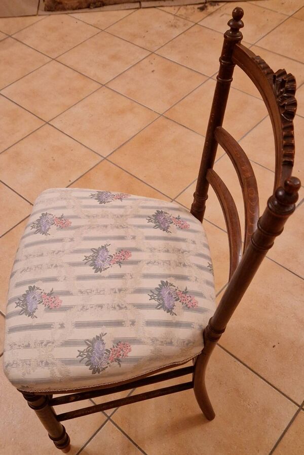 Chaise ancienne Louis-Philippe en bois massif XIXᵉ siècle assise restaurée
