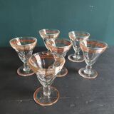 Set of six vintage French glasses for liquor