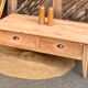 Renovated coffee table in raw solid wood - 2 through drawers