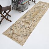 2x10 Beige Brown Floral Turkish Runner Rug, 73x302Cm SK 7009