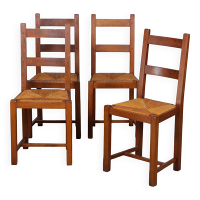 Suite de 4 chaises en bois des années 1960