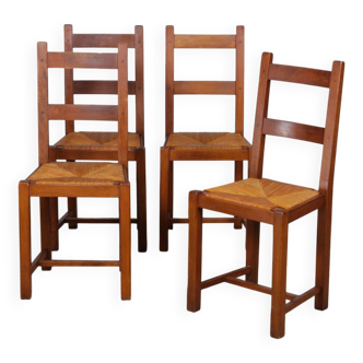 Suite de 4 chaises en bois des années 1960