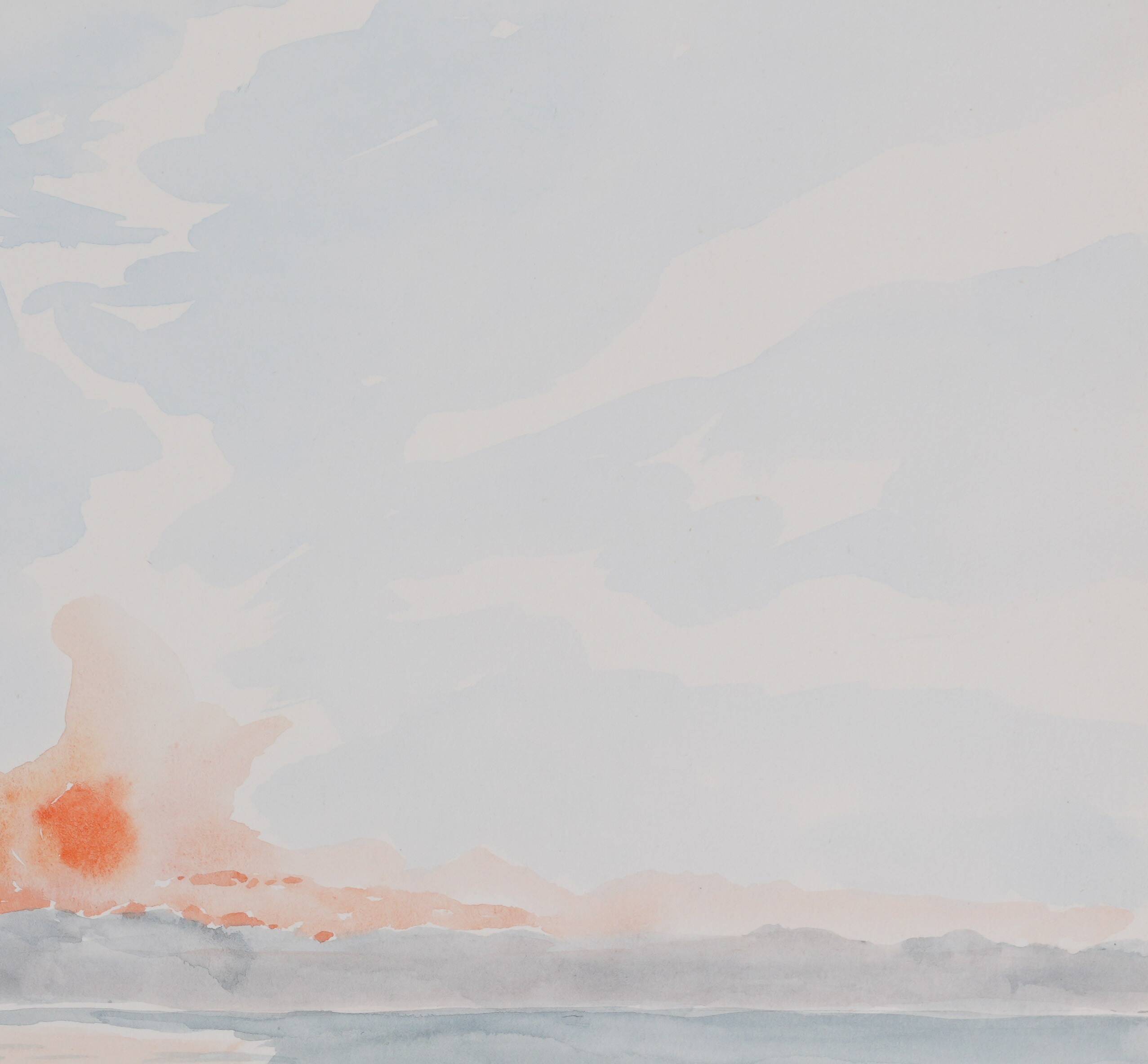 Camille COMBE: Twilight reflections on the water, original signed watercolor