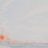 Camille COMBE: Twilight reflections on the water, original signed watercolor