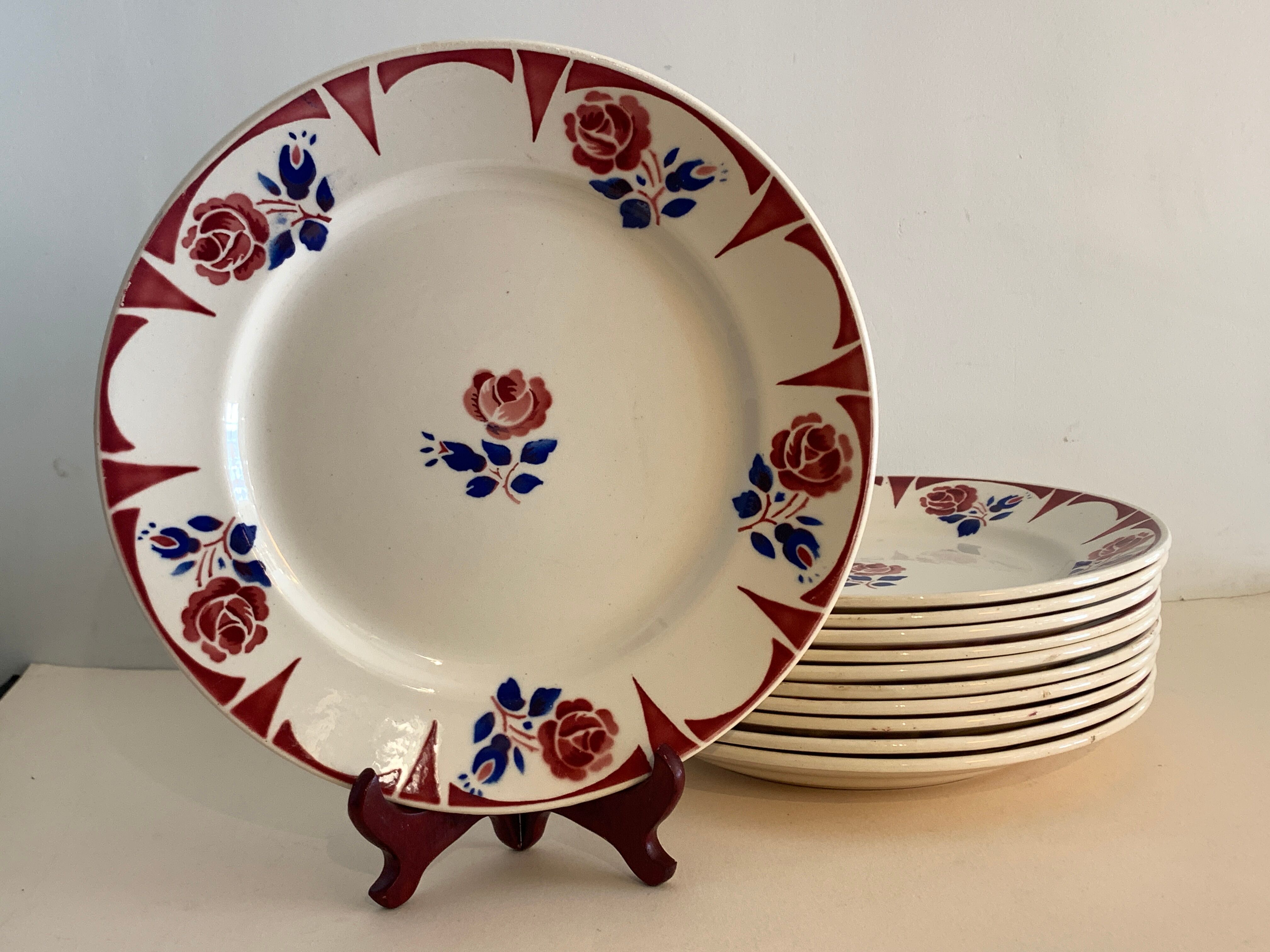 11 Flat plates Badonviller art nouveau