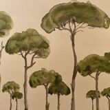 Signed watercolor painting “Lubéron pine forest”