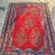 Tapis d'Orient vintage en laine noué main rouge et bleu