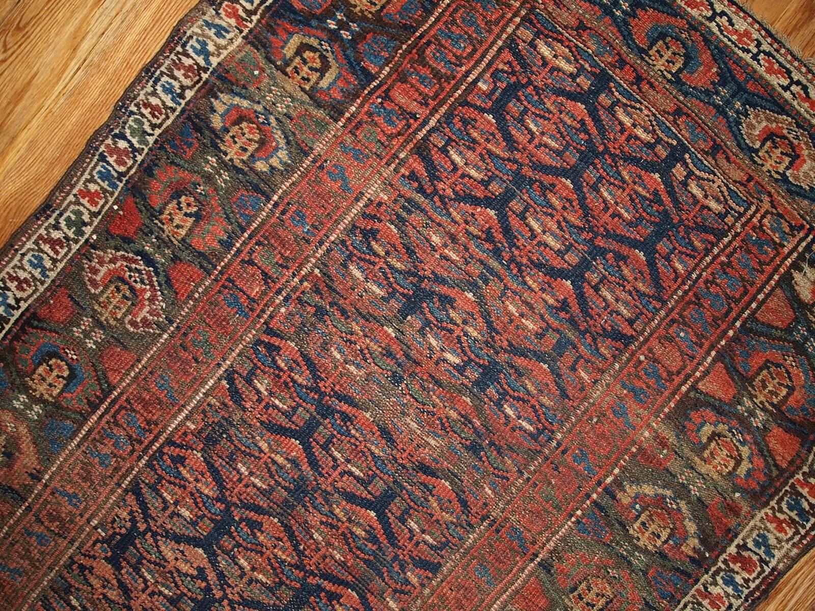 Handmade antique Persian Kurdish runner 100cm x 356cm 1900s