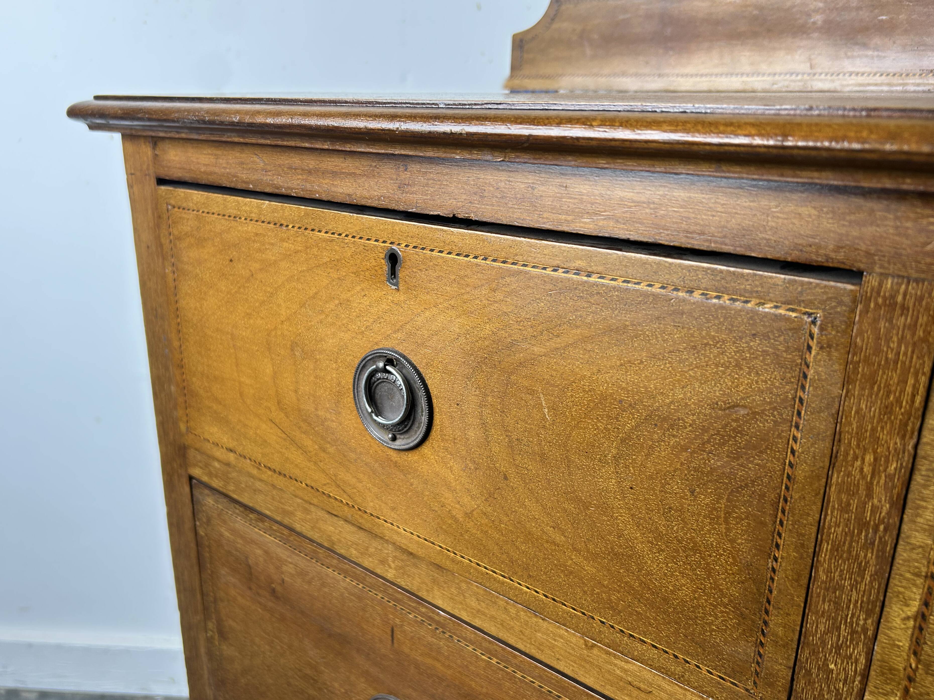 Antique Edwardian inlaid mahogany 5 drawer chest c.1900