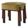 Elegant art deco stool /pouf with green upholstery (3 pieces), France 1930s