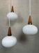 3x 'Japandi' pendant lamps – teak and opaline
