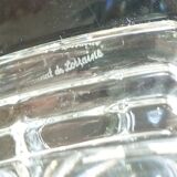 Champagne bucket in cut, engraved, thick crystal, signed "cristal de Lorraine"