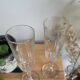Duo of glass champagne glasses