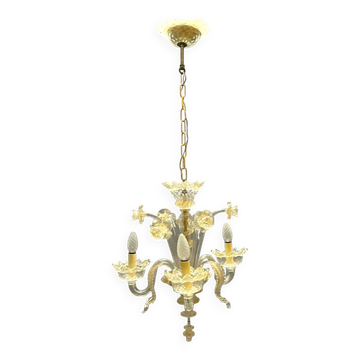 Venetian Murano Glass Chandelier 3 Lights 1960’s 