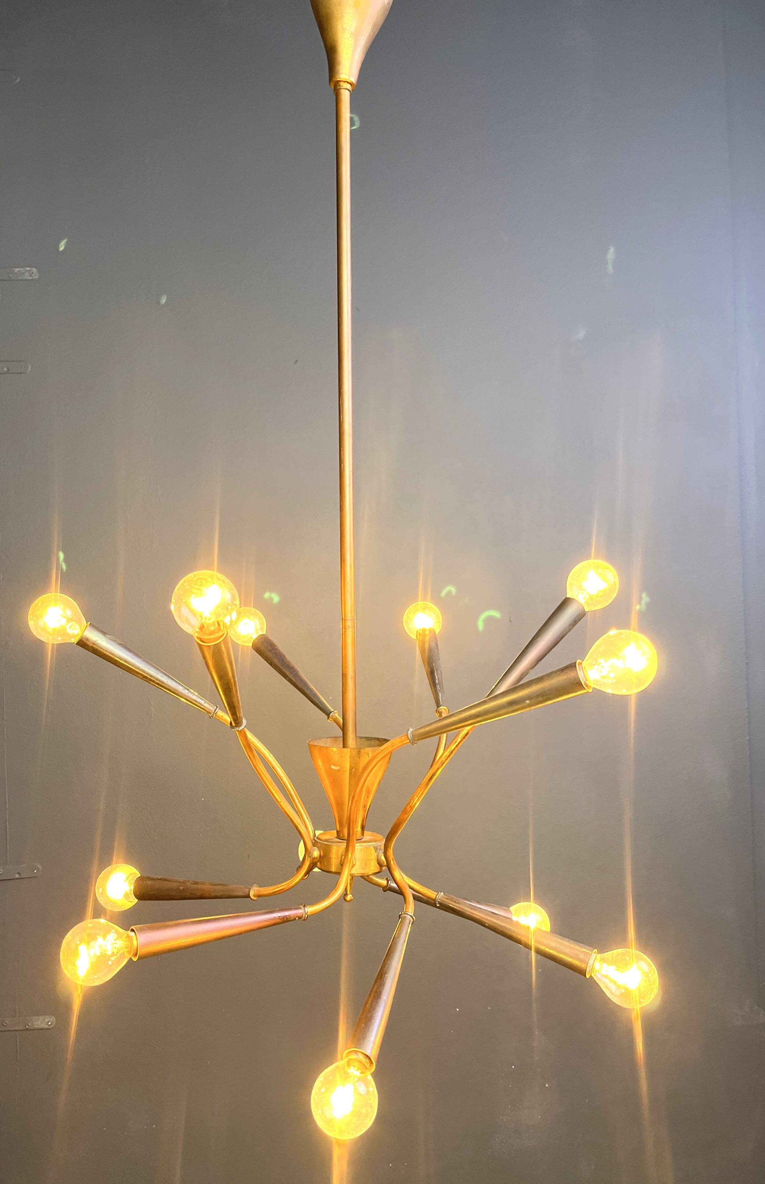 Mid-century Italian brass chandelier, 1960s