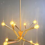 Lustre italien en laiton du milieu du siècle, années 1960