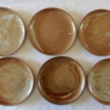 Lot 6 plates flat vintage handmade sandstone