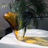 Mid-century blown crystal tricolour vase by Per Lütken