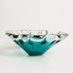 Blue aqua crystal glass bowl, mid-century, Italy, 1970s.