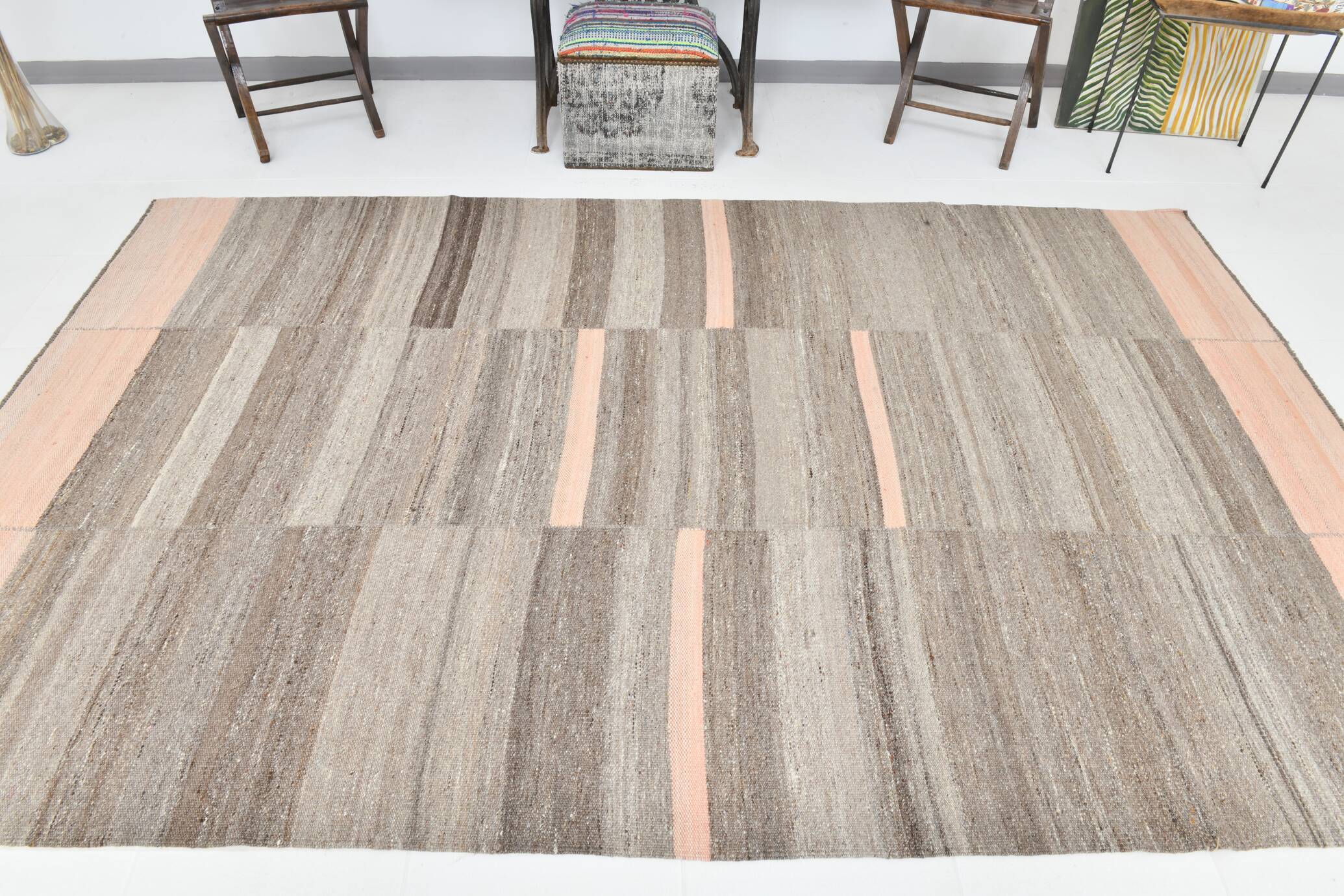 6x10 Salmon & Brown Contemporary Vintage Kilim Rug, 188x304Cm SK 33353