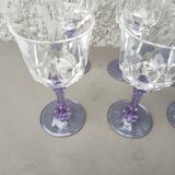 set of 6 purple stemmed crystal wine glasses