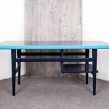 Mid-century coffee table in painted blue and navy wood, 1950s design from the Czech Republic.