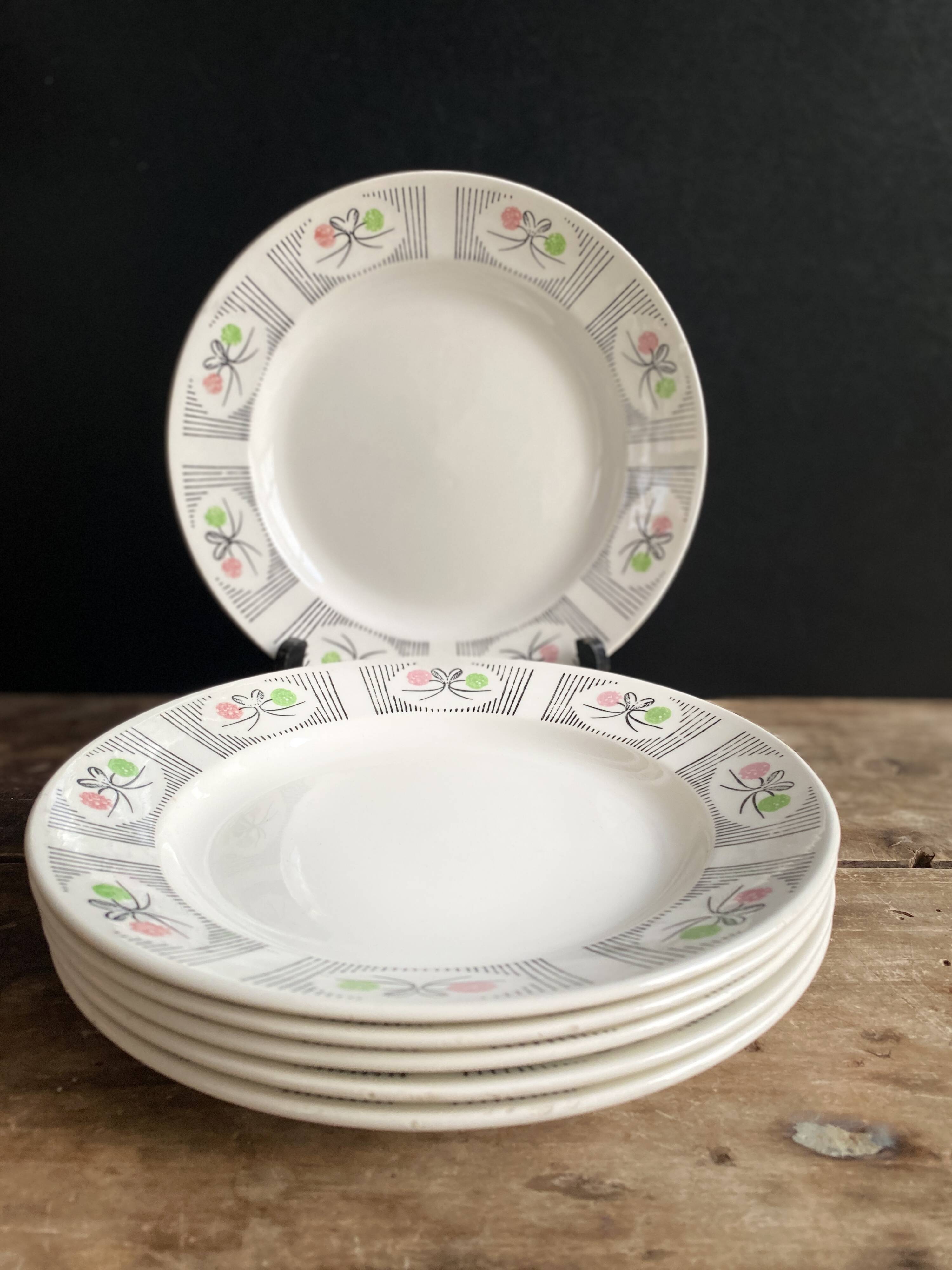 Set of 6 vintage plates Gien France - Model Marie-José