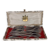 Service à poisson vintage 24 pièces avec coffret toile de Jouy – métal