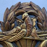 Antique mirror with gilded wood pediment, Louis XVI style