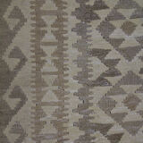 Beige cream scandinavian style kilim handmade flat-woven wool area rug- 198x155cm
